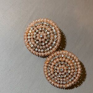 Fashion Jewelry Pink Pearl and Crystal Earrings